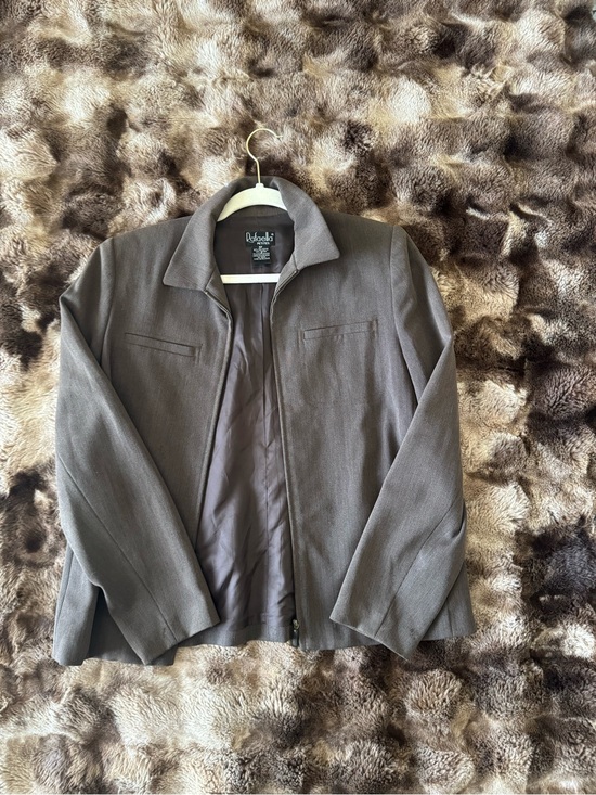 Chaus Jackets & Blazers - Chaus Taupe Zip-Front Work Blazer